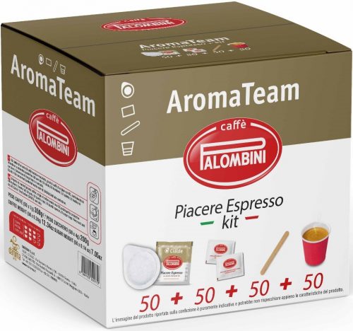 PALOMBINI AROMA TEAM PIACERE ESPRESSO + KIT Filteres Kávé, pohárral 50db-os