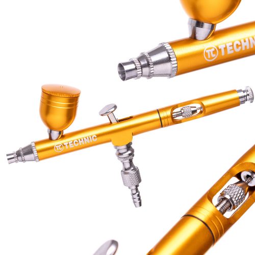 Modellező mini airbrush festékszóró 0,3 mm-es fúvókával B-130 Double Action GOLD mini