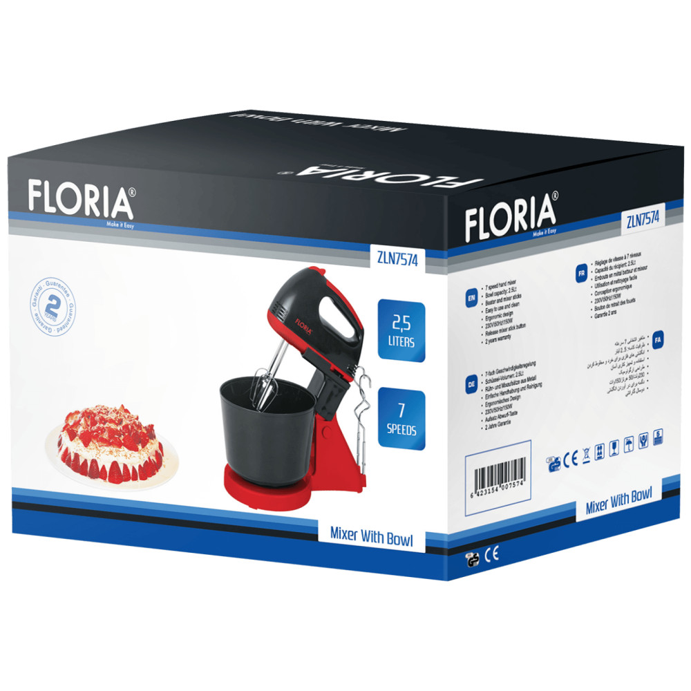 Floria Keverő tállal, 150W, 2,5 liter, 7 sebesség - ZLN7574 termék 2. képe