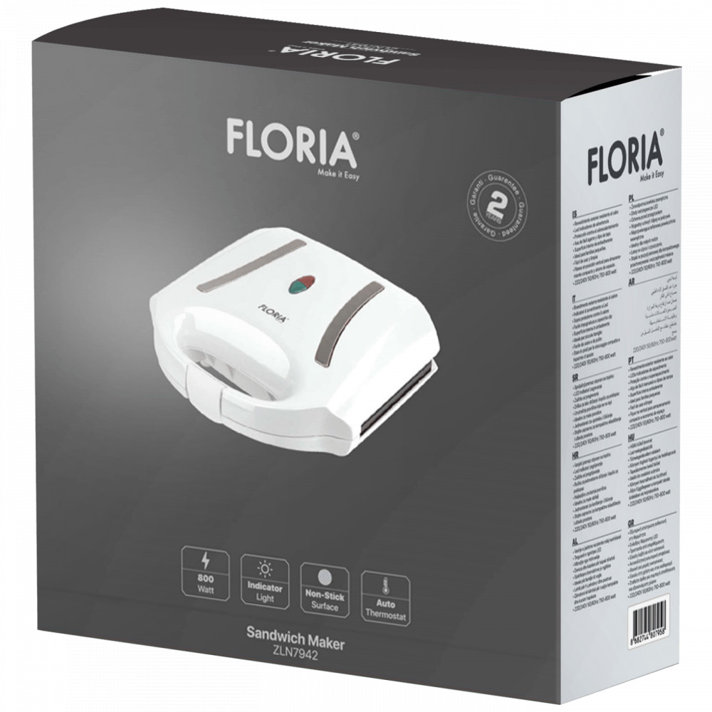 Floria Szendvicssütő, LED kijelzés, 800W - ZLN7942 termék 2. képe