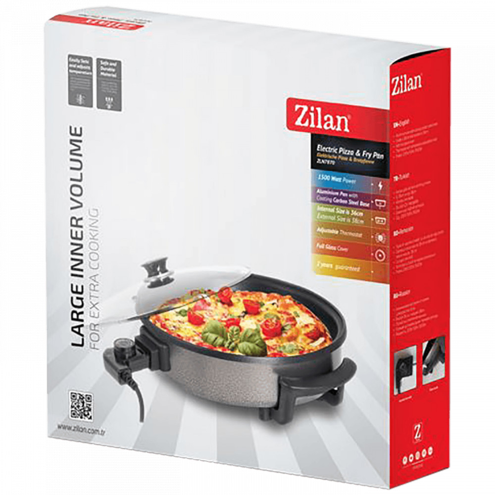 Zilan Elektromos pizza serpenyő, kerek - 36/38cm - 1500W - fekete - ZLN7870 termék 2. képe