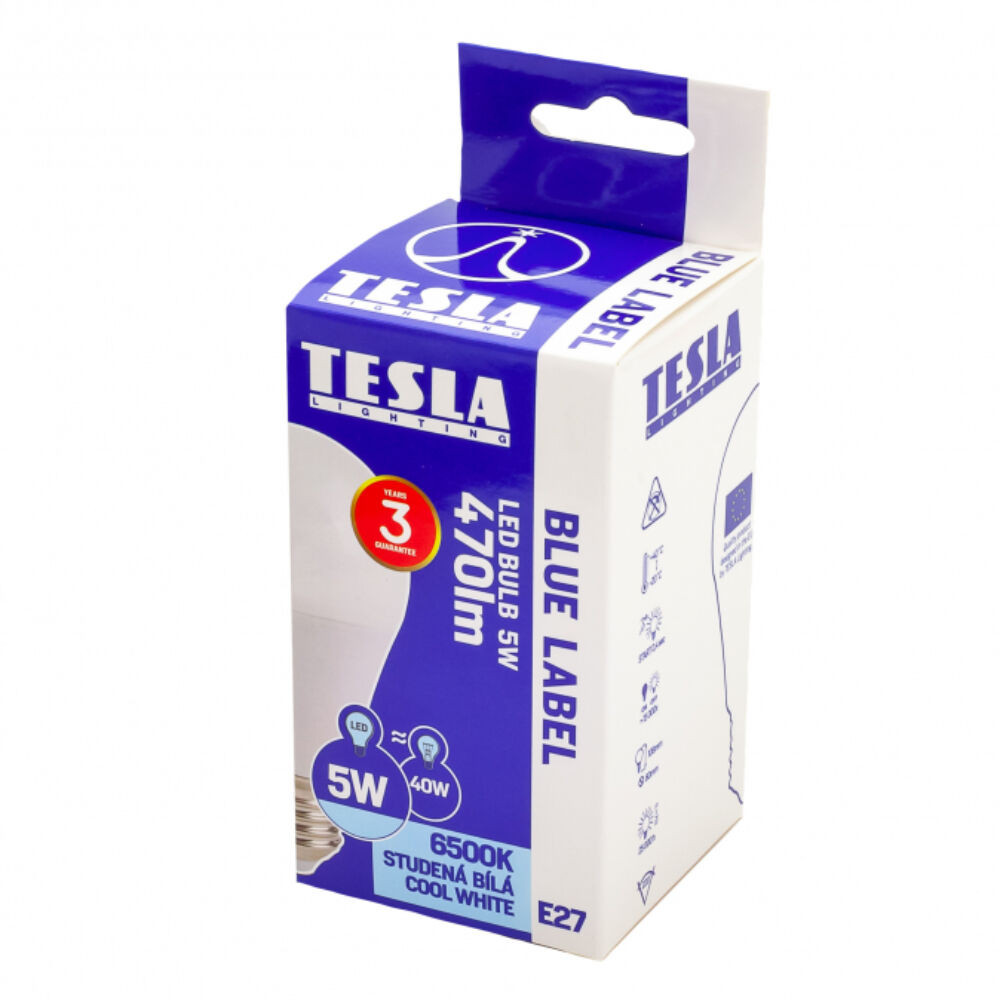 Tesla - LED izzó, E27, 5W, 230V, 470lm, 6500K, 220° termék 2. képe