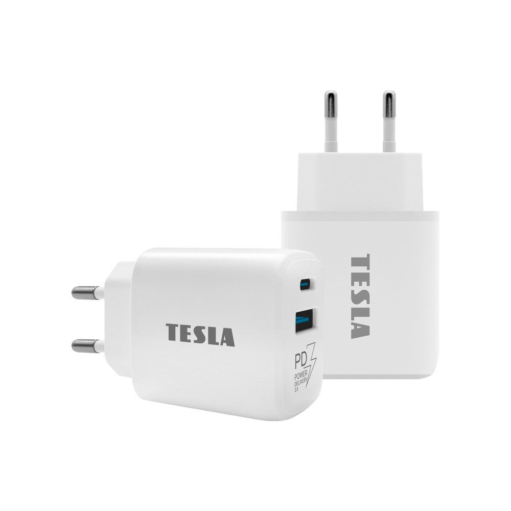 Tesla Power Charger T220, Kettős gyorstöltő 25 W PD 3,0/PPS (fehér szín) akciós termékkép 1